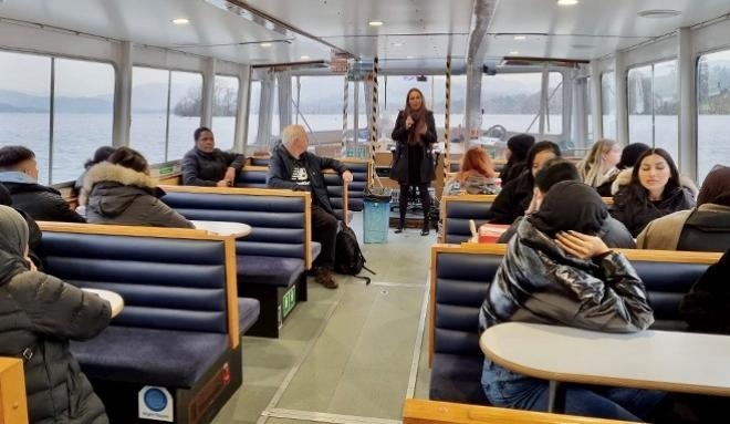 FERRY EXCITEMENT:Students studying travel and tourism gain knowledge on ferry study day.